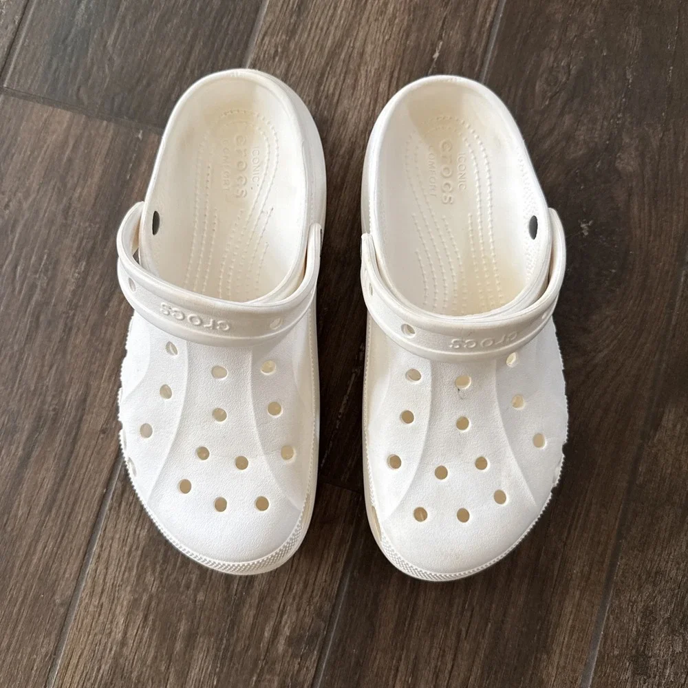 Crocs Baya Platform Clogs Womens 10 White Chunky Slip On